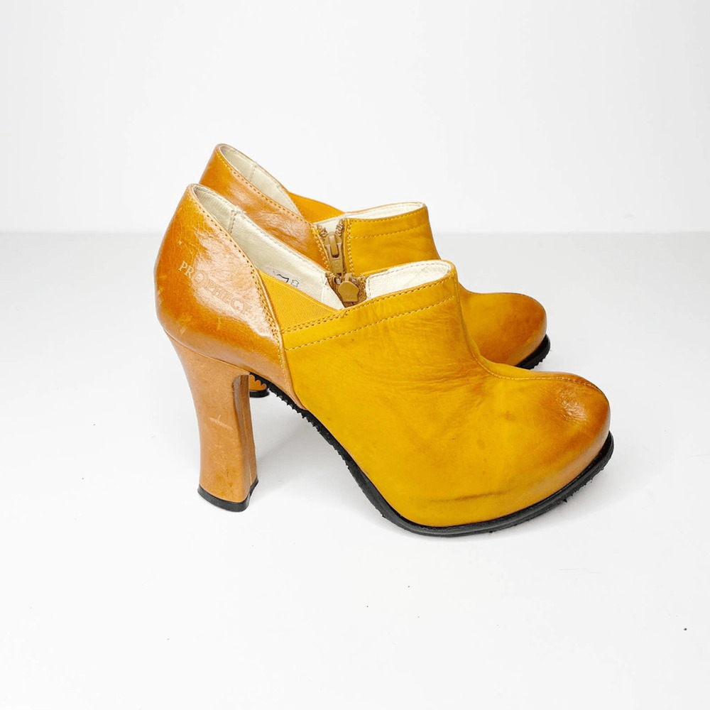 Prophecy Our Secret womens ankle bootie orange leather heeled boot EUR 37 US 7 - Picture 6 of 10